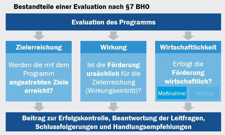 Abbildung zu den Bestandteilen einer Evaluation nach §7 BHO